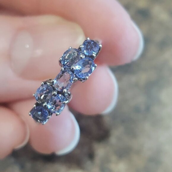 handmade Jewelry - Vintage Tanzanite Ring 925 Silver size 7 VTG Gemstone Ring
